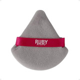 Esponja Puff Para Pó Ruby Kisses Triangular Cinza E Rosa