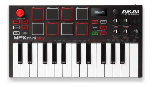 Teclado Controlador Midi Akai Mpk Mini Play 25 Teclas 8 Pads