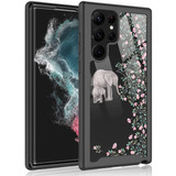 Funda Para Samsung Galaxy S22 Ultra - Elefante/flores Rosas