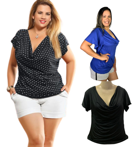 Kit 03 Blusas Blusinhas Plus Size Verão Atacado Promoção