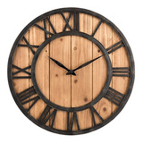 Bronce Metal Y Madera Maciza Sin Ruido Gran Reloj De Pared