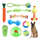 Set 10 Juguetes Para Mascotas, Pelota De Cuerda, Disco Y Más