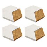 Set De 4 Posavasos Hexagono Marble Acacia