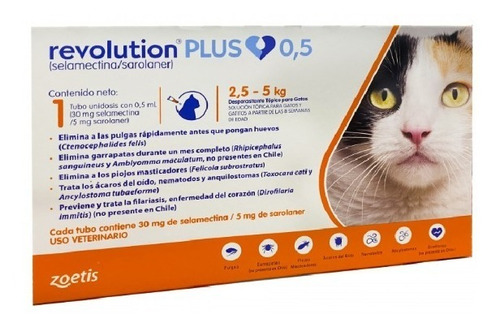 Revolution Plus 2,5-5 Kg Antiparasitario Gato | Mundozoo
