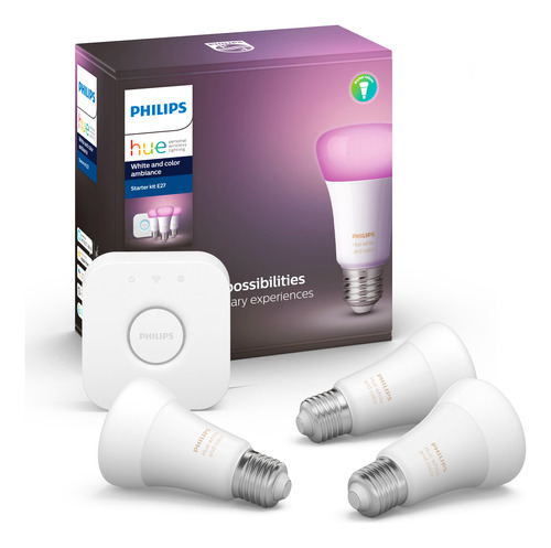 Kit Philips Hue 3 Ampolletas Led E27 Colores + Bridge