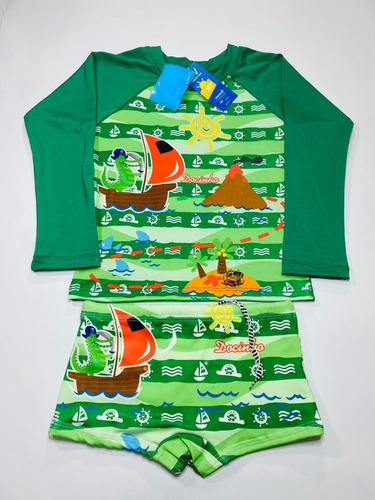 Roupa De Banho Menino Personagens Infantil 2 Peças Uv 50+