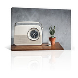 Cuadro Decorativo Vintage Canvas Radio Antiguo Con Cactus