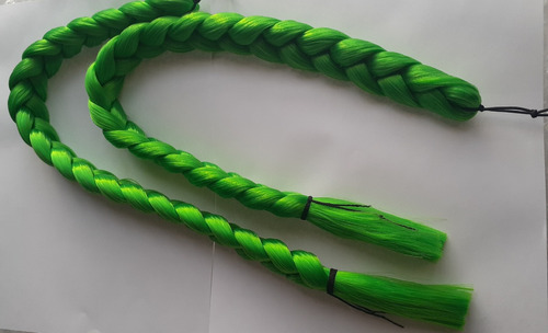 Par De Trenzas Cabello Sintético 55 Cm Color Verde