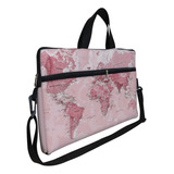 Case Capa Maleta Para Notebook Laptop De 15/15,6- Mapa Rosa