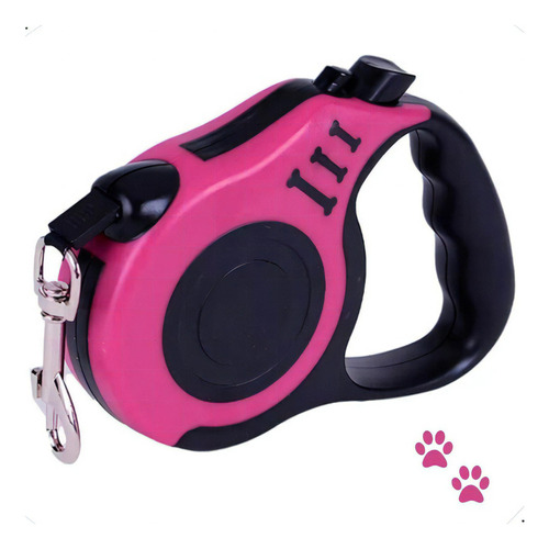 Collar Guía Retráctil Para Pasear A Mascotas, Perros Y Gatos, 3 Metros, Color Rosa