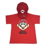 Camiseta Infantil Super Mario + Boné Infantil Mario Bros Top