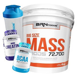 Kit Big Size Mass 6kg + Bcaa 100g + Crea 100g + Coqueteleira