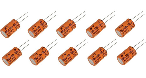 Kit 10 Capacitor Corneta Twetter Bipolar 100uf X 100v 13x25