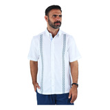 Camisa Tipo Guayabera Manga Corta Con Bordado Look De Lino 