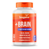 + Brain, Triptofano 600mg, 60cps Colina Relax, Foco, Biogens