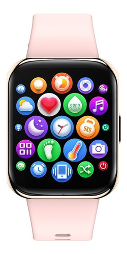 Reloj Smartwatch Mujer Para Motorola Xiaomi Samsung iPhone Color De La Caja Dorado Color De La Malla Rosa Color Del Bisel Dorado Diseño De La Malla Silicona