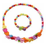 Conjunto Infantil De Colar E Pulseira - Flores