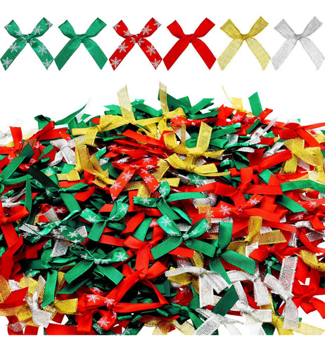 400 Pieces Mini Christmas Bows Ribbon Bows Glitter Bowknot F