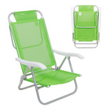 Cadeira Reclinável 6 Pos Sunny Alumínio Praia Sol Verde