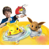 Brinquedo Peão Kit Com 2 Pokemon Pikachu E Eevee + Campo 