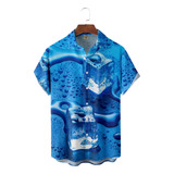 Camisa Hawaiana Unisex Azul Ice Cube, Camisa De Playa For V