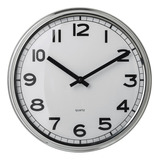 Reloj Pared Plateado 31 Cm Diámetro Silencioso Decoración