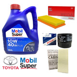 Kit Cambio De Aceite 3 Filtros Y Aceite Mobil Toyota Etios