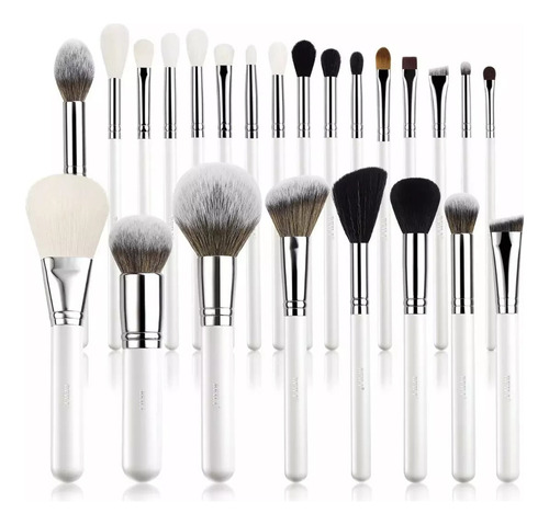 Juego De Brochas De Maquillaje White Silver 24 Piezas