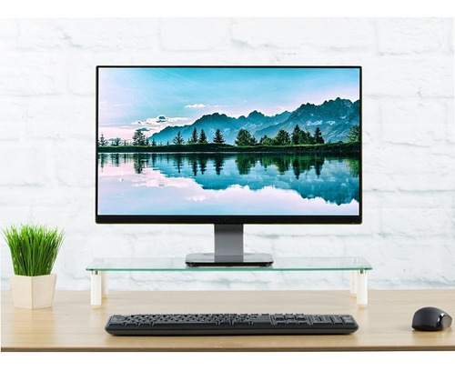 Elevador De Mesa Ergonómico De Cristal Vivo Para Monitor