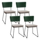Kit 4 Cadeiras Cozinha Sala Allana Verde Musgo Linho Bege Estrutura Da Cadeira Preto Desenho Do Tecido Liso