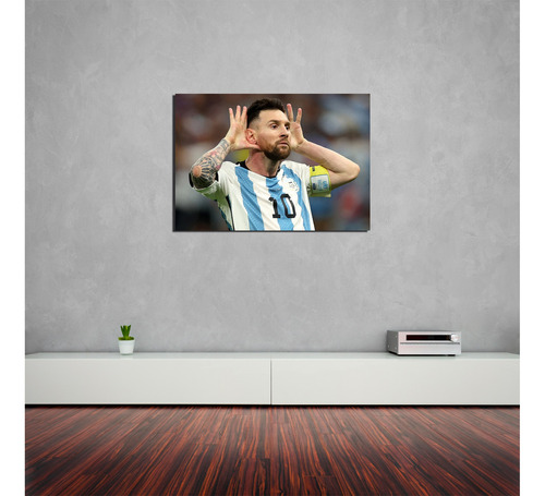 Cuadro Messi Copa Del Mundo 39x27 Decorativo Moderno Individ