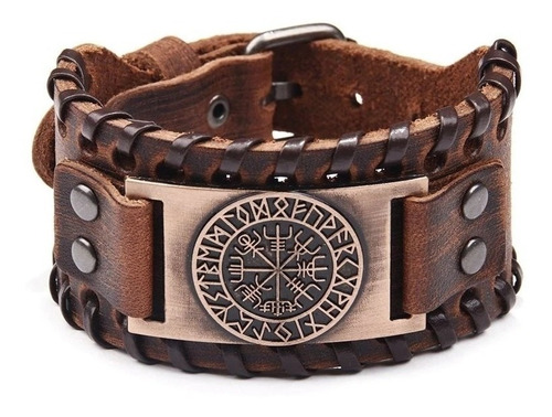 Pulsera Manilla Brazalete De Cuero Ancho Retro Celta Vikingo