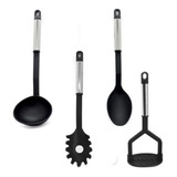 Set X4 Utensillos Nylon Mgo Acero P Superficies De Teflón 