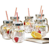 12 Vasos Vidrio Mason Jar Popote Frasco 450ml Mayoreo