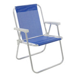 Cadeira De Praia Piscina Alta De Alumínio Sannet Azul Bel