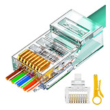 Conectores Rj45 Cat6 Cat5e Paso A Través De 100 Paquetes