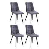 Silla Living Comedor Cocina Set X4 Tapizada Niviko Reforzada