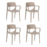 Pack X4 Silla Apilable Smile Comedor Jardin Quincho C/ Brazo Color Vison