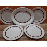 4 Platos Y Bandeja De Porcelana Antigua. Art 748