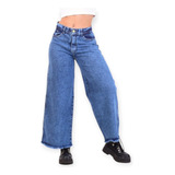 Pantalón  Jeans Wide Leg Tiro Alto Rígido Con Y Sin Roturas