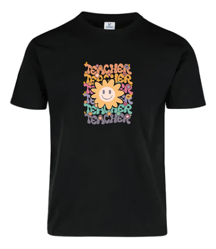 Playera Algodon Teacher Maestra Inglés Vintage Hippie Flor