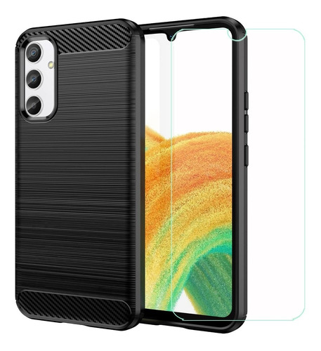 Funda Carbono Para Samsung A14 A34 A54 + Vidrio Templado