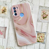 Funda Tpu Mármol Rosa Dorado Para Motorola G31