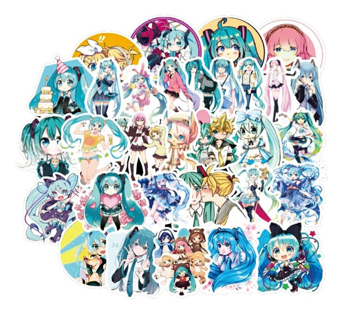 Hatsune Miku 50 Calcomanias Stickers De Pvc Contr Agua Anime