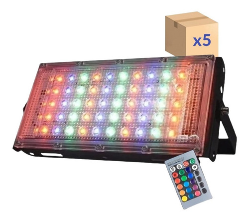 Reflector Led Colores Rgb 30w Exterior Paquete De 5 Mayoreo 