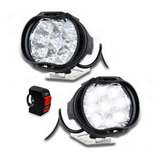 Par Faros 9 Led Ovalado Moto Auto Con Estrobo Y Switch