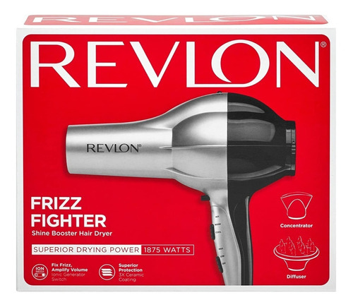 Secador De Cabello Revlon Con Difusor 1875 W Con Iones Color Negro/gris 125v