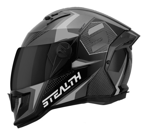 Capacete Viseira Fumê Fechado Moto Brilhante Stealth Concept