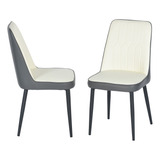 Set De 2 Sillas De Comedor Estilo Moderno Color Blanco Y Gris Homemake Furniture