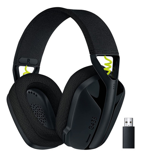 Logitech G435, Diadema Gamer Inalámbrica + Bt / Pc, Ps5 - Ne Color Negro/amarillo Fluorescente